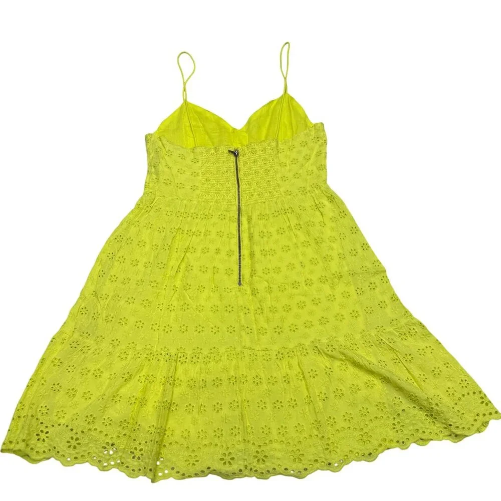 Alice + Olivia Fae Eyelet Embroidered Minidress Women's Lemon Sorbet, Sz 6 NWOT - Picture 2 of 7